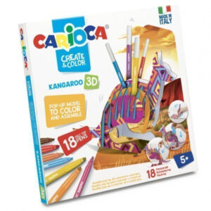 Ambalaj deteriorat - Set creativ Carioca Create Color Cangur 3D, 18 carioci set si 2 planse