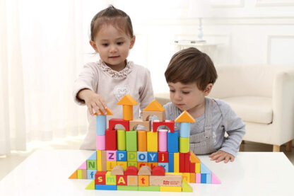 set de constructie din lemn oras 100 piese copie 2522 1127