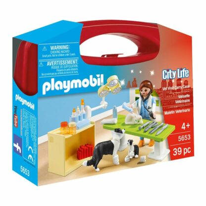 set de constructie portabil playmobil city life in vizita la veterinar 5653