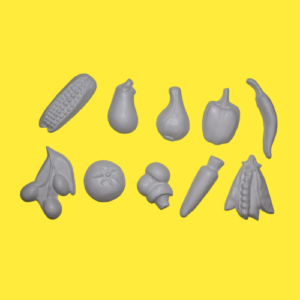 Set figurine de pictat, din ipsos, legume