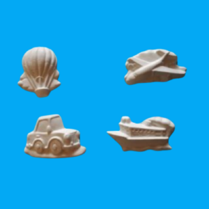 Set figurine de pictat, din ipsos, mijloace de transport diverse