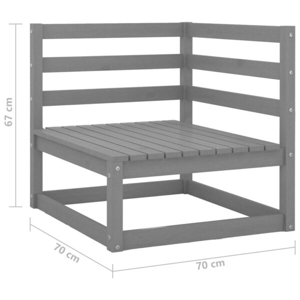 Set mobilier de gradina, 2 piese, gri, lemn masiv de pin - imagine 7