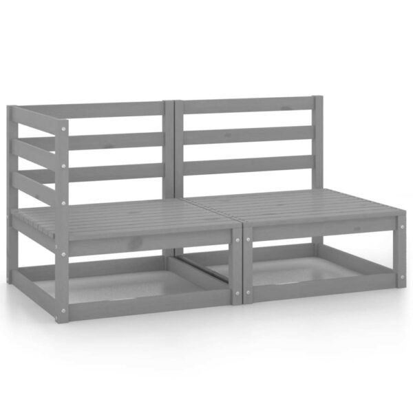 Set mobilier de gradina, 2 piese, gri, lemn masiv de pin