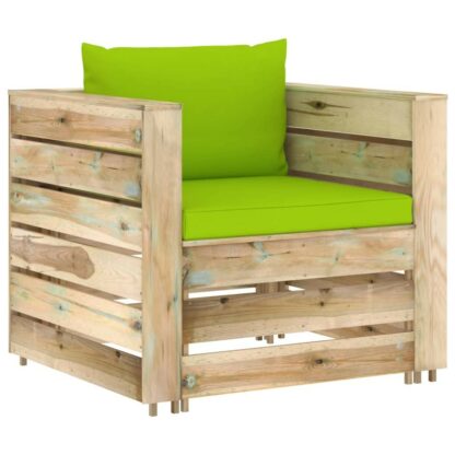 set mobilier gradina cu perne 12 piese lemn tratat verde 4