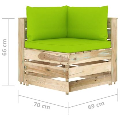 set mobilier gradina cu perne 12 piese lemn tratat verde 8