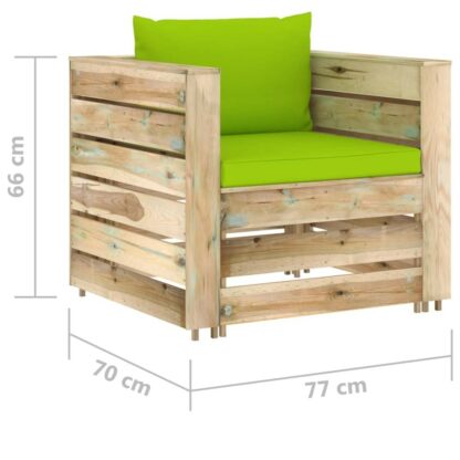 set mobilier gradina cu perne 12 piese lemn tratat verde 9