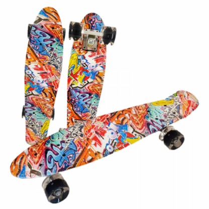 skateboard cu lumini 22 55 cm cruiser mini penny board albastru rosu copie 2832 8436