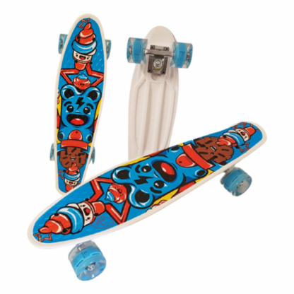 skateboard cu lumini 22 55 cm cruiser mini penny board verde alb copie 2830 8628