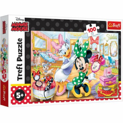 tf16387 001w puzzle trefl minnie mouse la salonul de infrumusetare 100 piese