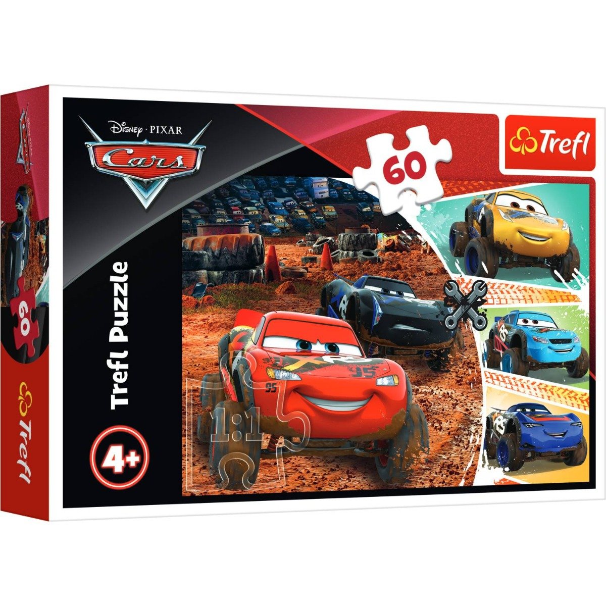 Puzzle Trefl 60 piese, Fulger McQueen si prietenii, Disney Cars 3