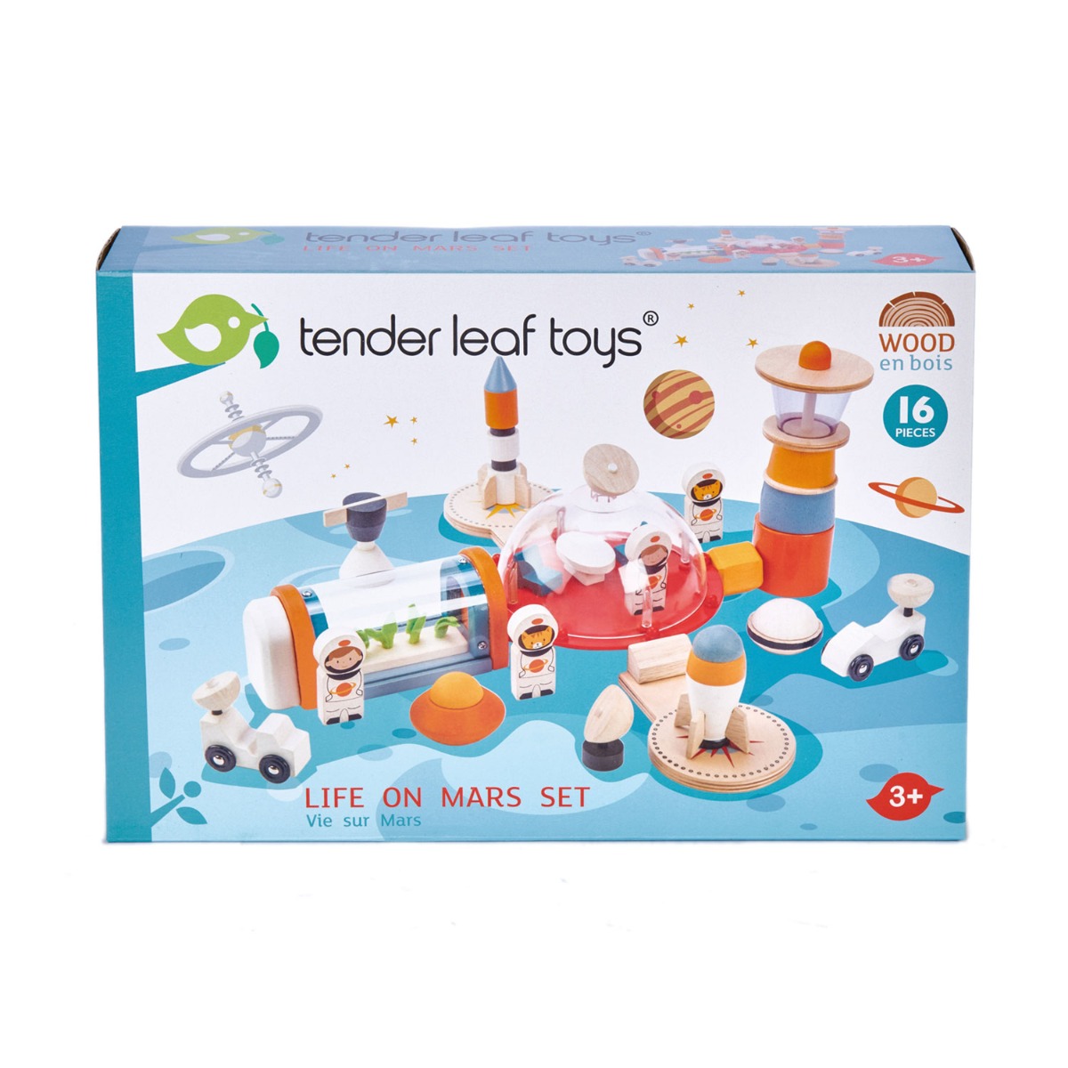 Set de joaca din lemn Viata pe Marte, Tender Leaf Toys, 16 piese