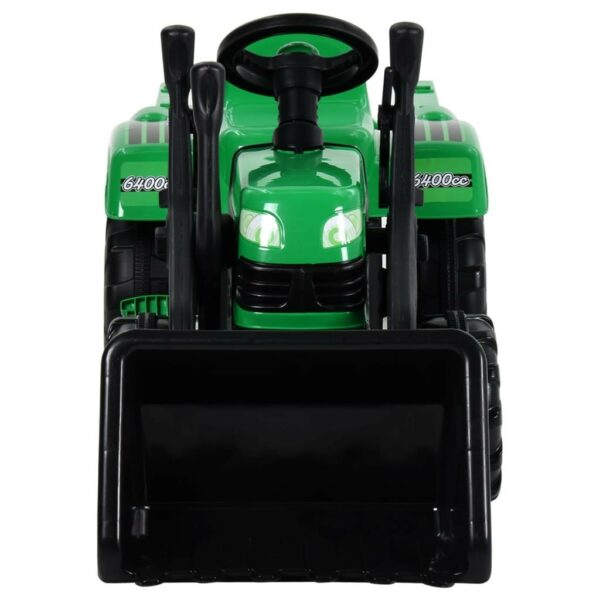 Tractor copii cu pedale, remorca ?i incarcator, verde si negru - imagine 5