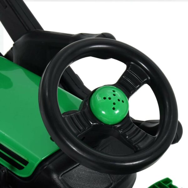 Tractor copii cu pedale, remorca ?i incarcator, verde si negru - imagine 6