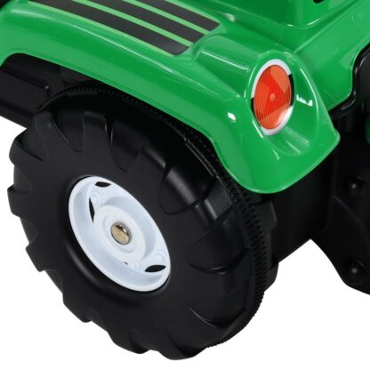 tractor copii cu pedale remorca si incarcator verde i negru 6