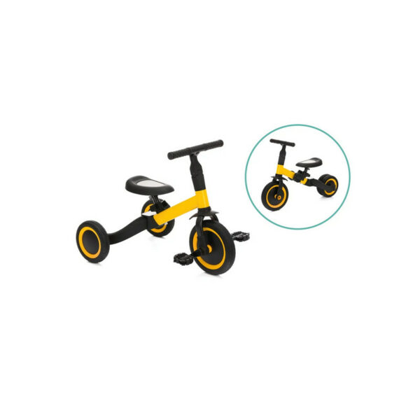 tricicleta transformabila in bicicleta fara pedale yellow black fillikid