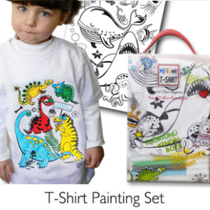 Tricou de colorat cu ajutorul cariocilor lavabile - dinozauri