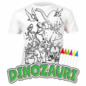 Tricou de colorat cu markere lavabile Dinozauri 7-8 ani