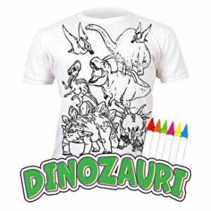 Tricou de colorat cu markere lavabile Dinozauri 9-11 ani