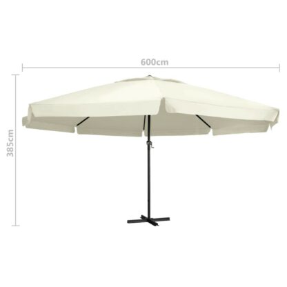 umbrela de soare cu stalp aluminiu alb nisipiu 600 cm 4