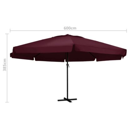 umbrela de soare de exterior stalp aluminiu rou bordo 600 cm 4