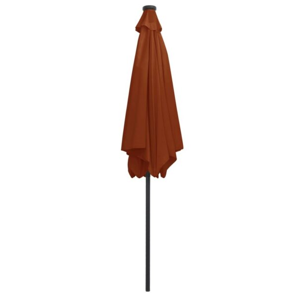 Umbrela de soare, LED-uri si stalp aluminiu, caramiziu, 300 cm - imagine 4