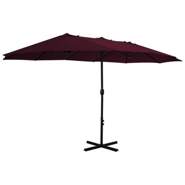 Umbrela soare exterior, stalp aluminiu, rosu bordo, 460x270 cm - imagine 2