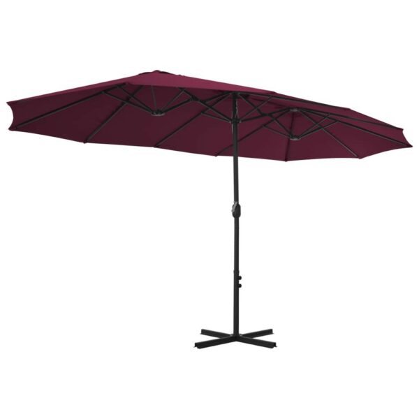 Umbrela soare exterior, stalp aluminiu, rosu bordo, 460x270 cm - imagine 4