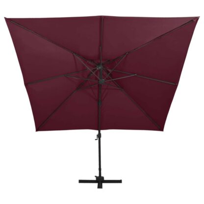 umbrela suspendata cu inveli dublu rou bordo 300x300 cm 2