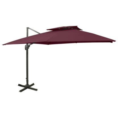 umbrela suspendata cu inveli dublu rou bordo 300x300 cm