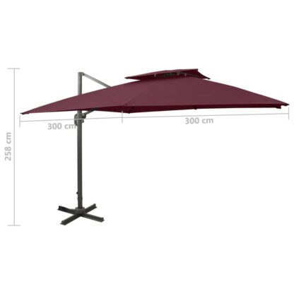 umbrela suspendata cu inveli dublu rou bordo 300x300 cm 8