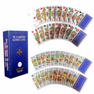 Carti de joc Piatnik "Tarot Super Luxe", culoare spate albastru/auriu